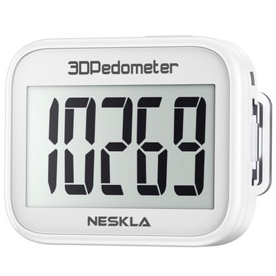 NESKLA 3D Schrittzähler zum Gehen, einfacher Schrittzähler mit 1,73 Zoll, weiß