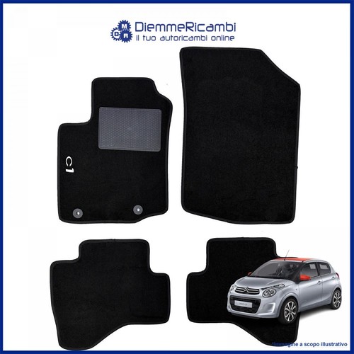 Tapis De Sol Sur Mesure Citroën C1 II à Partir De 2014 - Antidérapant, Talonnette Caoutchouc, Noir