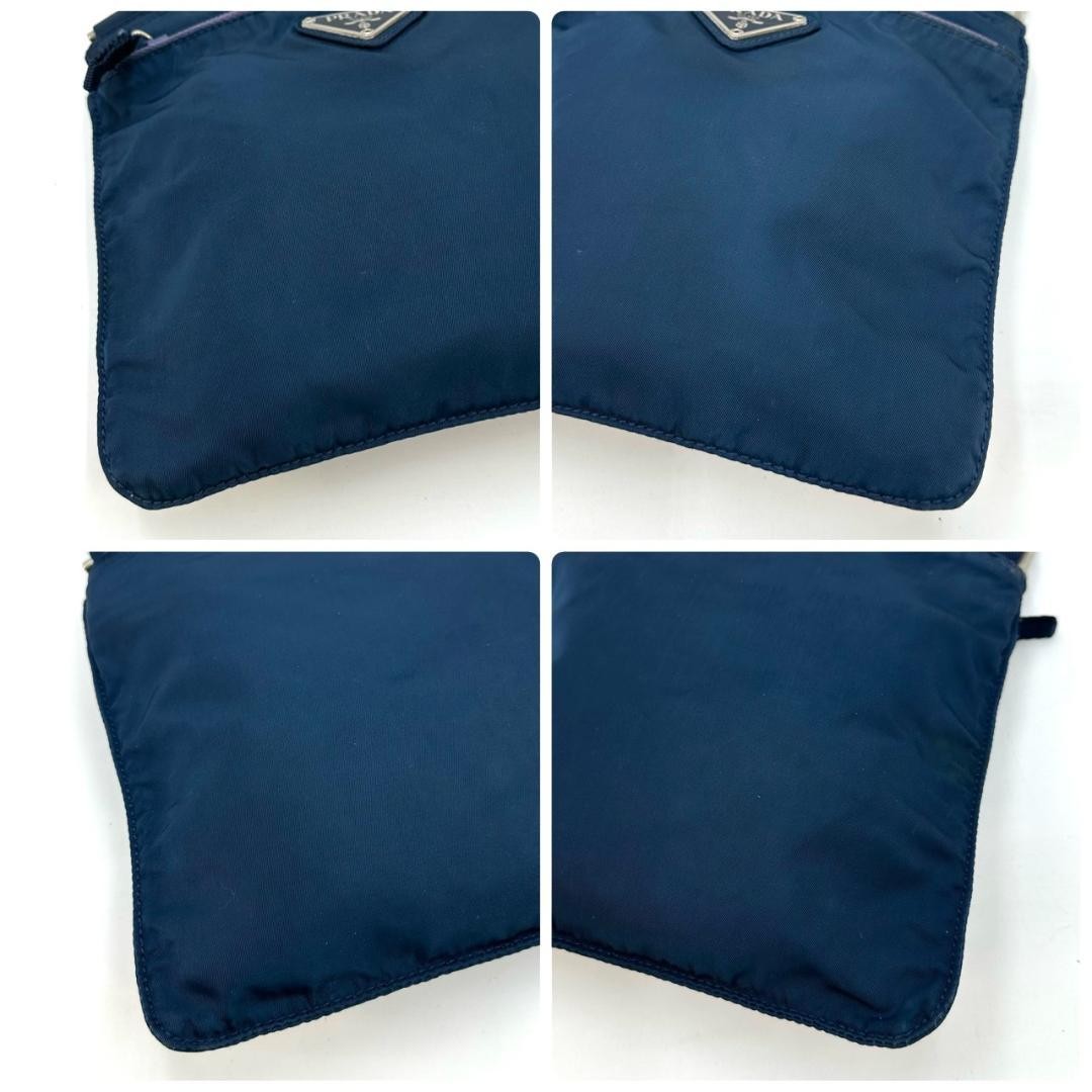 PRADA Nylon Triangle Logo Shoulder Bag Vintage Navy Authentic Crossbody Bag thumbnail 10