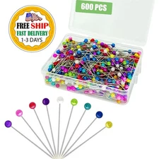 600PCS Sewing Pins Straight Pin for Fabric Pearlized Ball Head Quilting Pins