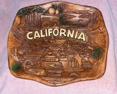 ASMCO USA California Souvenir Tray with Raised Relief Map Design