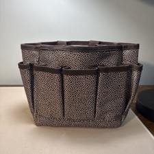 THIRTY-ONE Organizing Utility Tote Bag Caddy Brown White POLKA DOTTED Travel