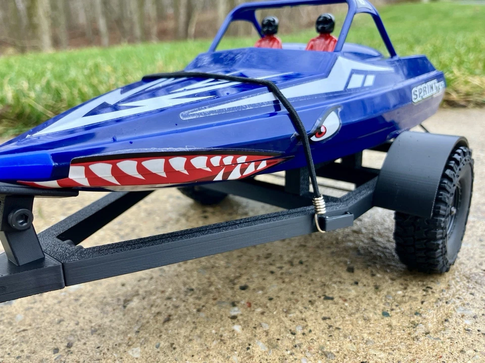 3D Printed RC Boat Trailer For Proboat SprintJet - Black - Single Axle - Image 3 of 4