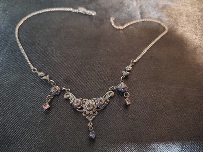 She Fashion Amethyst Victorian Necklace 2013 Tarnished Look Silver Girls Size