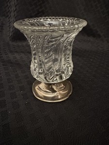 Sterling Footed Pressed GlassToothpick Holder***read**