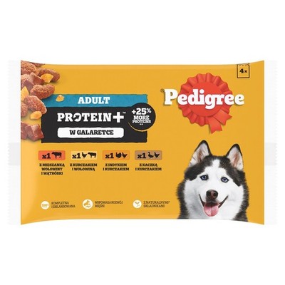 PEDIGREE Adult Protein+ Nassfutter ausgewachsene Hunde gemischte in Gelee 4x85g