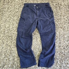 Carhartt Mens Navy Blue Ripstop Cargo Work Pants 34x32