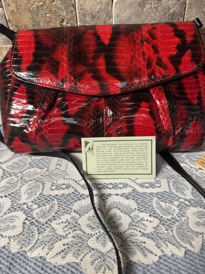 Bolso de Hombro J Renee Vintage Mujer Cuero de Serpiente Genuino Cartera Años 90 Foto 2 de 4