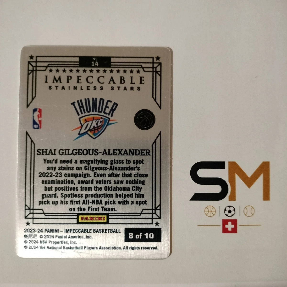 2023-24 Panini Impeccable Shai Gilgeous-Alexander Stainless Stars Gold /10