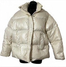 Miu Miu Down Puffer Jacket Ivory Pink Logo Si...