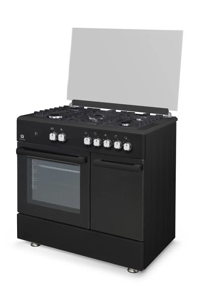 Cucina 90 CM 5 FUOCHI 90 X 60 Forno elettrico 60 cm porta bombola GHISA NERO - Bild 1 von 1