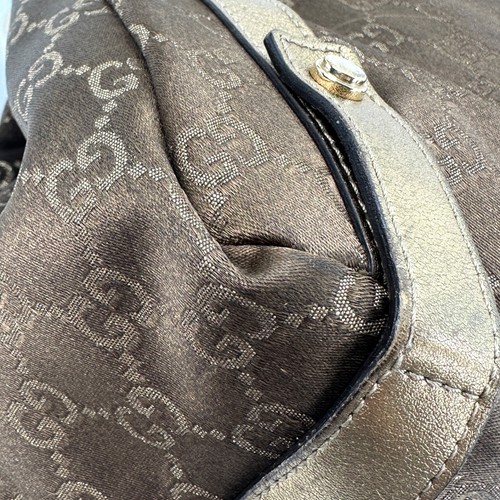 GUCCI Tote Hand Bag Abbey Canvas Shoulder Brown Gold Authentic - Picture 7 of 24