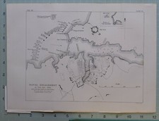 1863 CRIMEAN WAR MAP/BATTLE PLAN NAVAL ENGAGEMENT 17th OCT 1854 SEA FORTS RODNEY