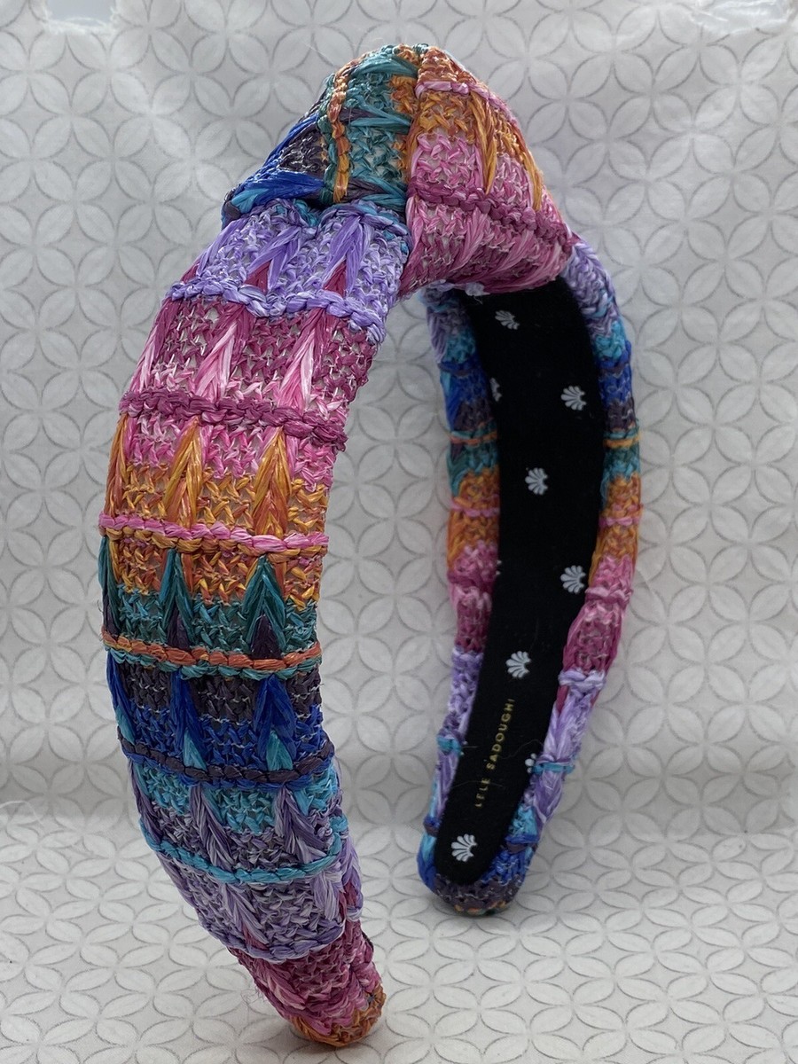 Lele Sadoughi Sunset Rainbow Raffia Knotted Headband 