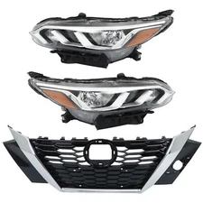 LABLT For 2020 21 Nissan Sentra Pair Halogen Headlight Front Bumper Upper Grille