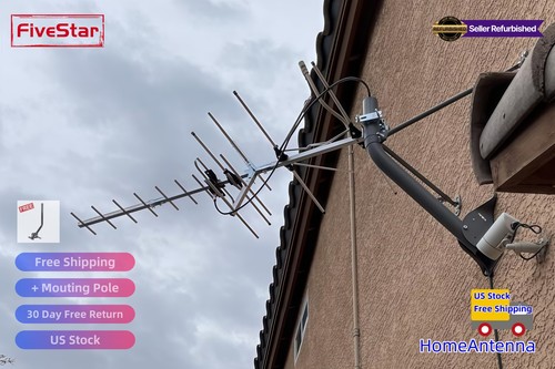 Yagi Outdoor HD TV Antenna 200 Mile Long Range, Weatherproof VHF UHF Signal