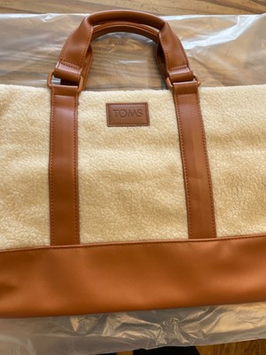 NEW TOMS Ivory Sherpa Cognac Brown Duffle WEEKENDER BAG Tote DSW NEW