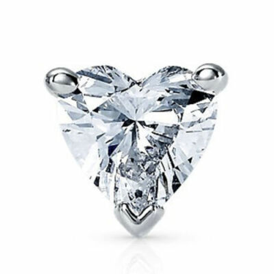 3/4 Ct Heart Solitaire Stud Earrings Simulated Diamond 10K White Gold Screw Back