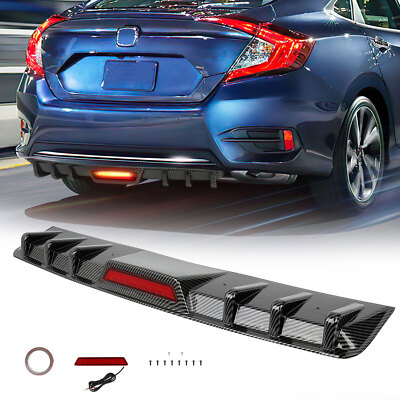 For Infiniti G35 G37 Sedan 34'' Car Carbon Rear Bumper Diffuser w/ Brake Light
