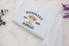 Hawaii Honolulu City Embroidered Sweatshirt  Hawaii 1850 Embroidered Hoodie