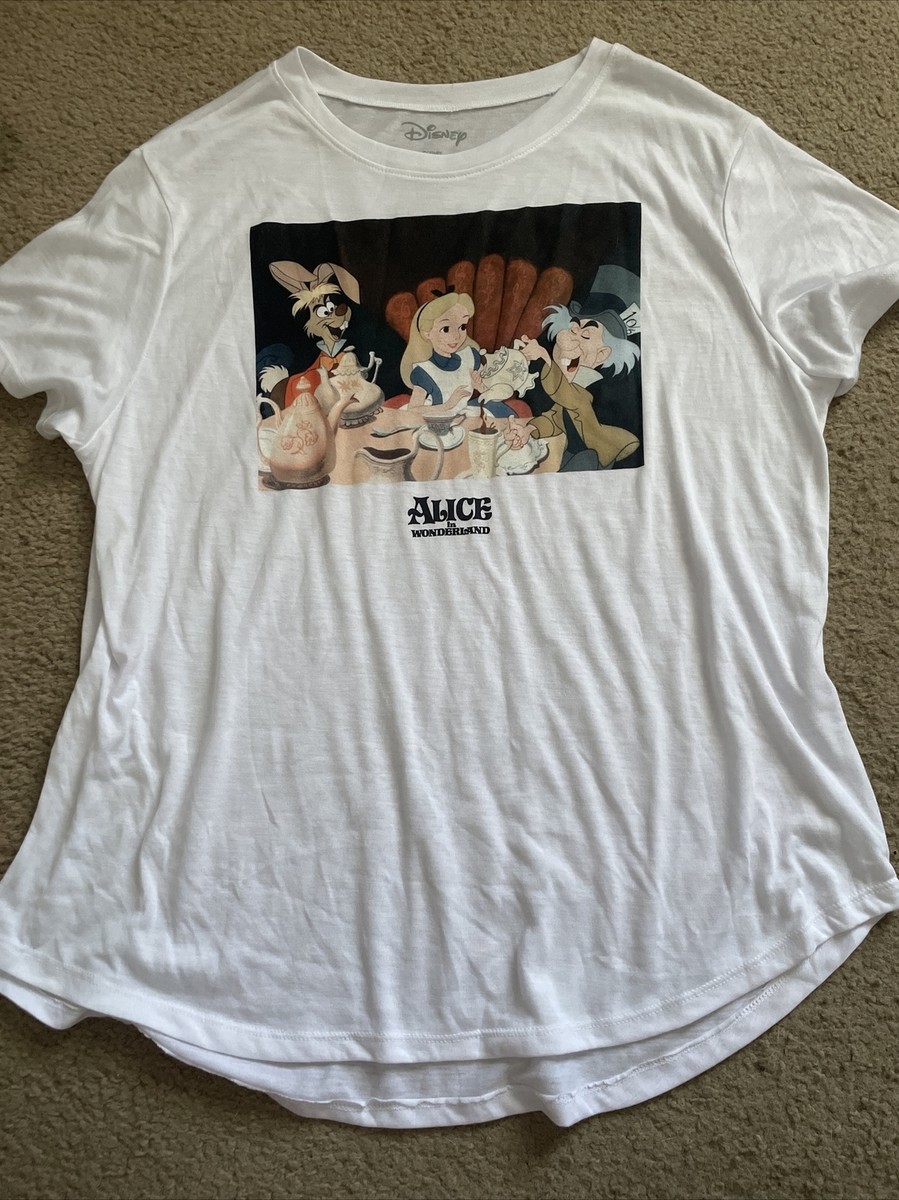Disney’s Alice In Wonderland White T-Shirt Size XXXL Fits Like An XL