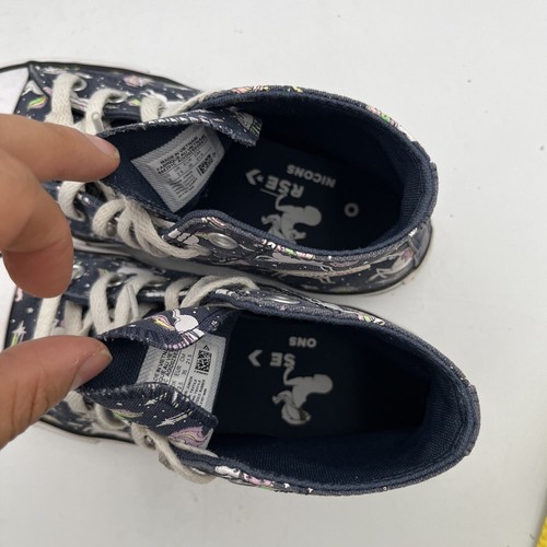 Converse Girl's Unicorn 666201C Sneaker Navy/White Multi Youth Junior Size 3 - Picture 16 of 18