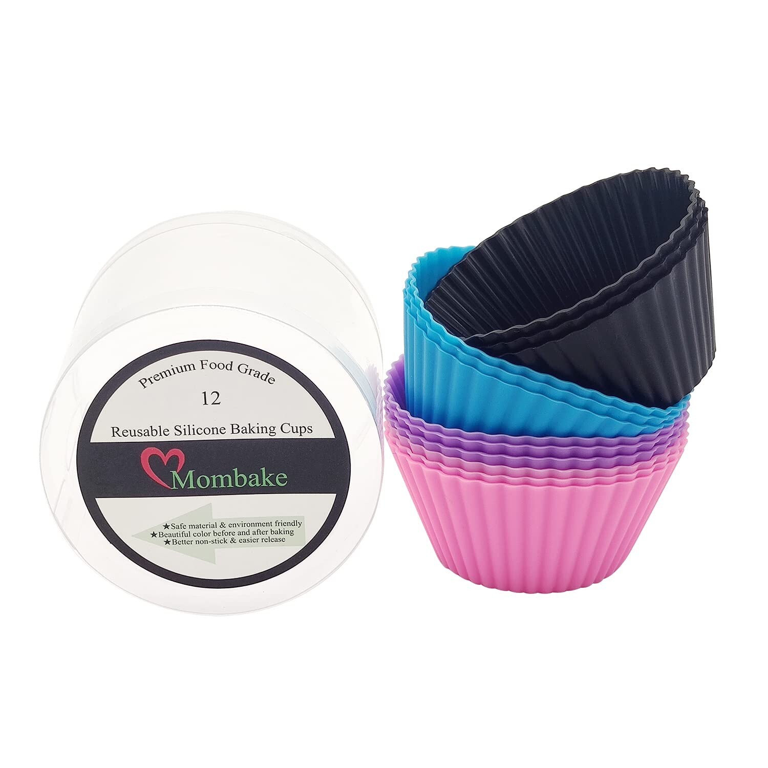 Reusable BPA-Free Silicone Cupcake Liners in 12 Assorted Colors
