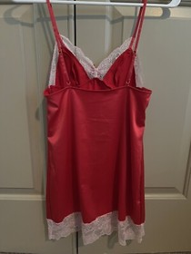 L'Agent by Agent Provocateur MARISELA Red Satin Pink Lace Slip Chemise XS NWOT