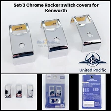 (3) Chrome Rocker Switch Covers for 06+ Kenworth W900 T800 T660, 2 Opening Bezel