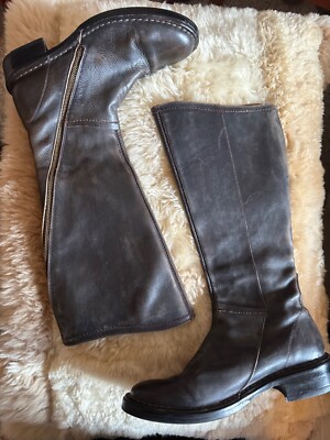 Leather Vero Cuoio Italian Brown Boots 37 (16'' Height) Cool Boots!