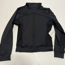 Weissman Dancewear Black Zip Up Jacket Rib Knit AH11319 Girls Size 7/8