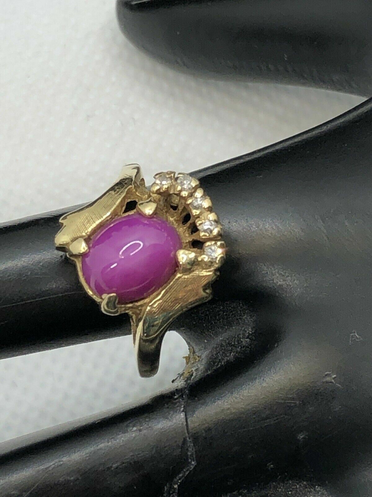 Solid 14K Yellow Gold 2.44CTW Star Ruby Ring with… - image 5