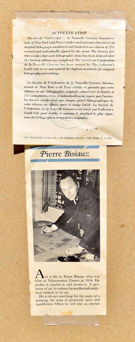 French Lithograph Print Pierre Bisiaux Limited Edition COA French Lithograph Print Pierre Bisiaux Limited Edition COA