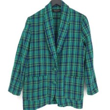 Vtg Virginia's Closet Green Plaid Blazer Made In Usa