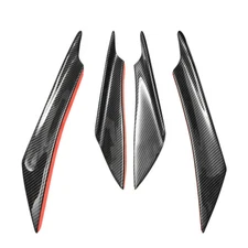 4Pcs Universal Front Car Bumper Lip Splitter Fins Body Canards Carbon Fiber PVC