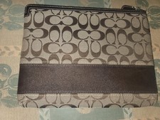 Coach Tablet Sleeve Medium Tan  Brown Canvas Jacquard Signature Stripe F61716