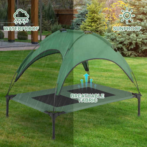 42" Green Portable Elevated Pet Bed Outdoor Cooling Dog Bed w/Detachable Canopy - Picture 7 of 10