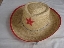 Child's COWBOY or COWGIRL Hat Straw With RED Trim  Badge Brand NEW