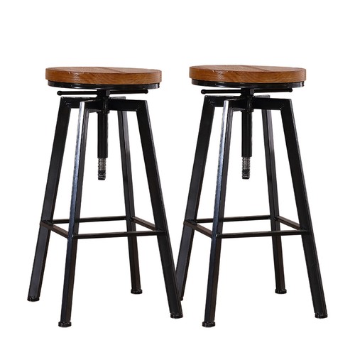 2x Levede Bar Stools Set Industrial Round Kitchen Dining Chairs Wood