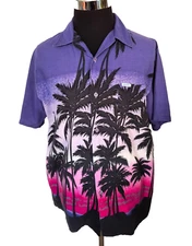 Windswept Island Casual Shirt Men's Size Large Multicolor Hawaiian Aloha Tropics