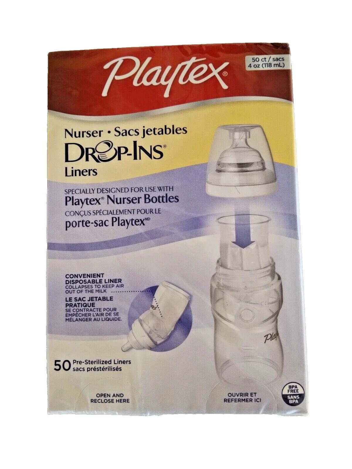 Biberones desechables de cuello ancho Playtex