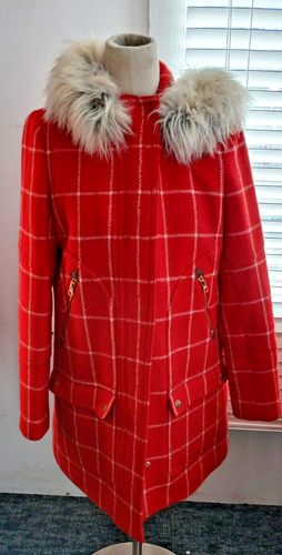 WOMEN'S J. CREW - RED AND WHITE - WINDOW PANE PLAID JACKET - SIZE 6 - Picture 4 of 8