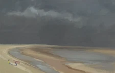 BRIAN YALE (1936 - 2009) - Original Gouache Painting - Storm Clouds. Beach Scene