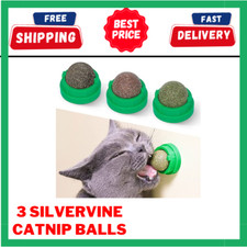 Potaroma 3 Silvervine Catnip Balls, Edible Kitty Toys for Lick Cat Wall Treats