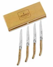 Jean Dubost Laguiole Olivewood Steak Knives, Set of 4 MSRP $250 - New