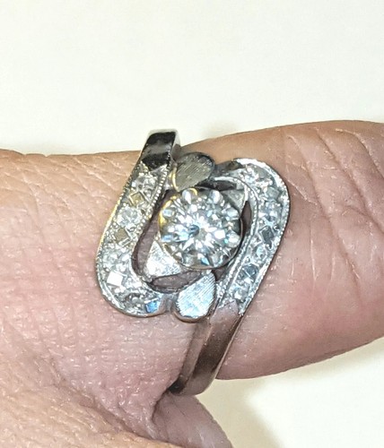 14k White Gold .5ct Natural Solitaire Diamond 1cttw Engagement Sz 5.75 Ring EB - Picture 2 of 8