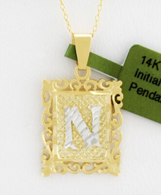 SCHÖNER MASSIVER INITIALEN ''N'' ANHÄNGER 14K GELBGOLD - NEU mit Etikett