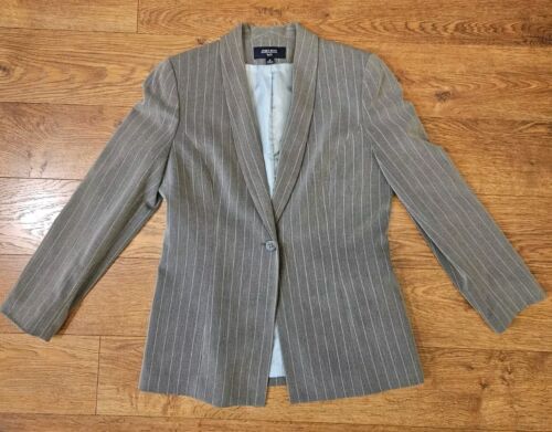 Jones Wear Women's Gray, Baby Blue Pin Striped Lined Blazer Jacket Size 12