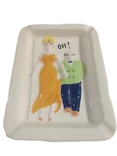 Vintage Naughty Risque Naked Lady "OOh"  4 Rest Double Sided Cigar Ashtray 