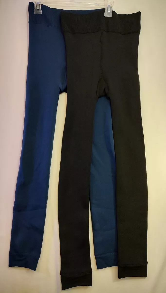 2 TIME AND TRU Pull-On Fleece Lined Leggings 4 Way Stretch Size XXL-XXXL  Blu/Blk